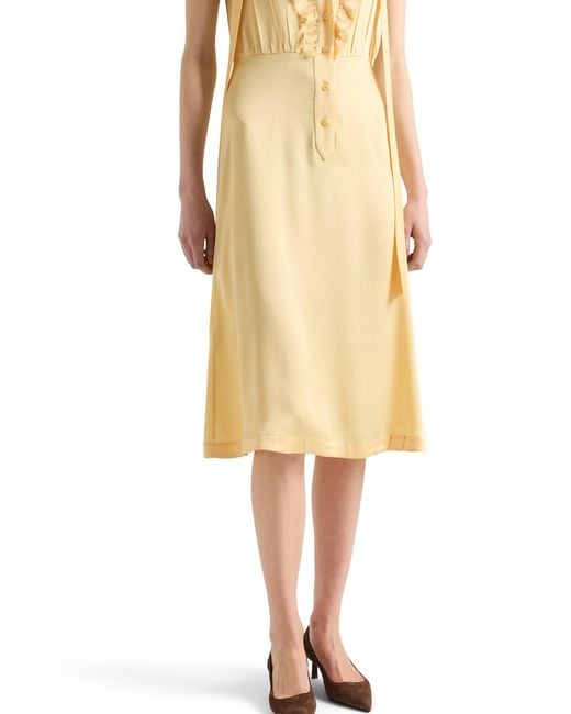 Prada Metallic Satin Crepe Dress, Cream