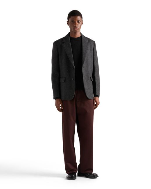 Prada Black Single-Breasted Wool Jacket, Slate for men