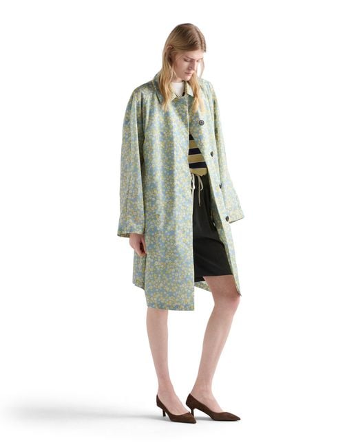 Prada Multicolor Printed Re-Nylon Raincoat, Cream