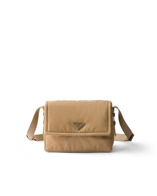 Prada Natural Traveller Small Padded Re-Nylon Shoulder Bag, Camel