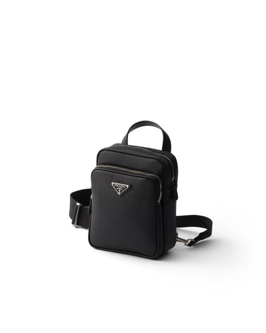 Prada Black Saffiano Leather Mini One-Shoulder Backpack for men