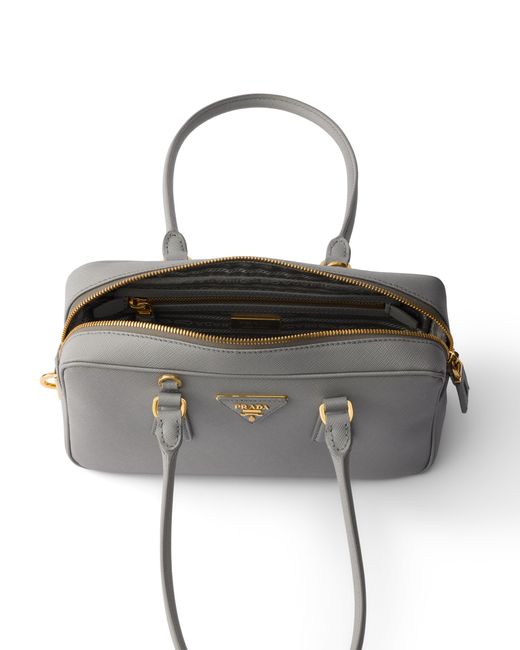 Prada Gray Small Saffiano Leather Top-Handle Bag, Cloudy