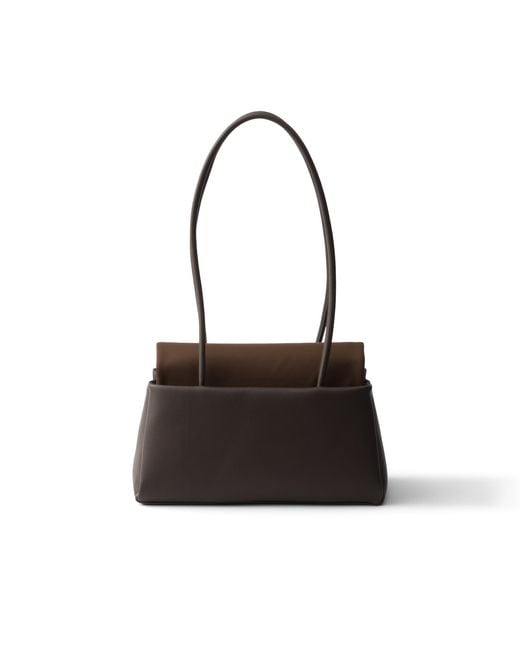 Prada White Passage Medium Leather Bag With Re-Nylon Flap