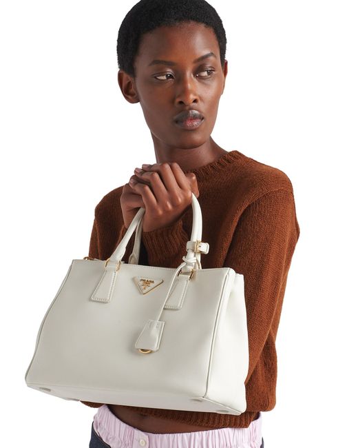 Prada White Galleria Large Leather Bag