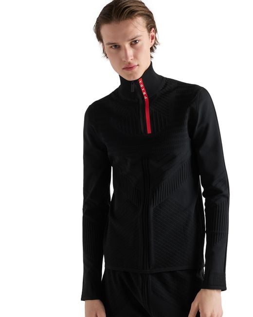 Cuello Alto De Punto Técnico, Hombre, Talla Prada de hombre de color Black