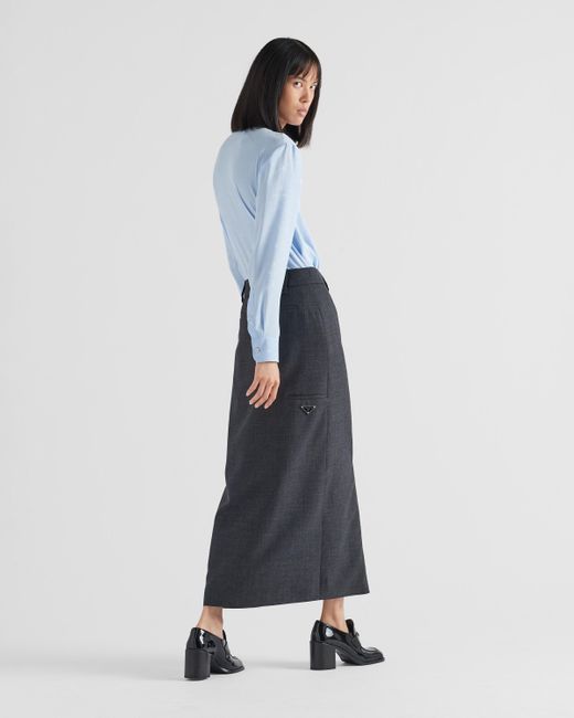 Prada Blue Wool Midi-skirt