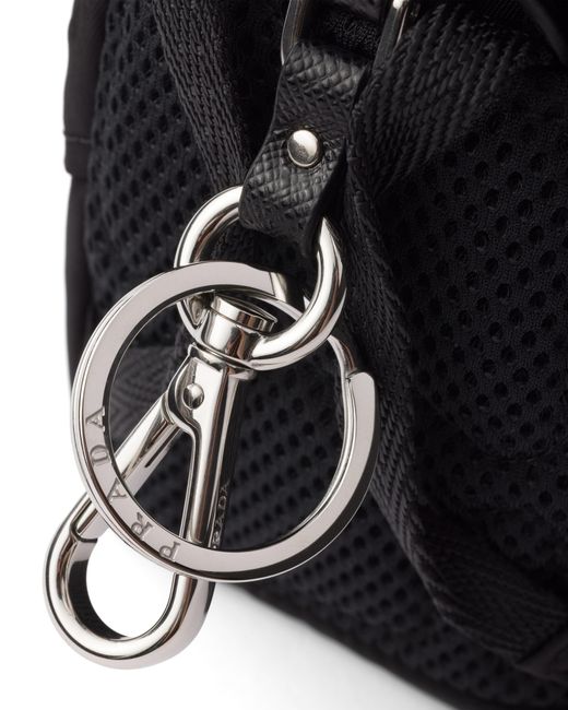 Prada White Re-Nylon Mini Pouch Keychain Charm for men