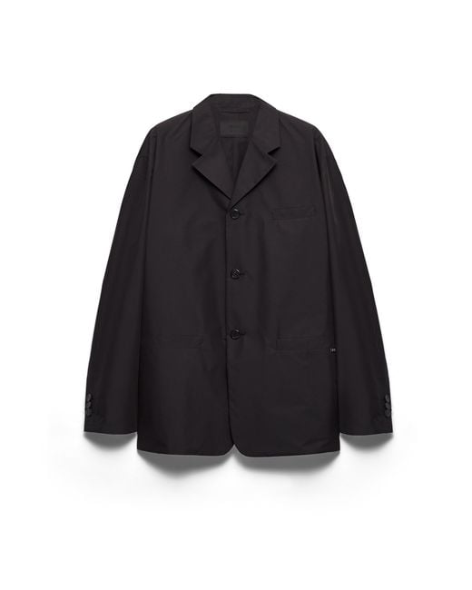 Prada Black Single-Breasted Technical Cotton Jacket for men