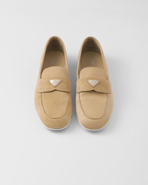 Prada White Suede Loafers for men