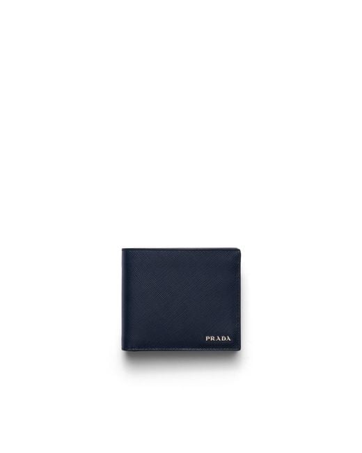 Prada Blue Saffiano Leather Wallet With Coin Purse for men