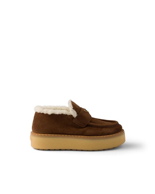 Prada Brown Suede Loafers