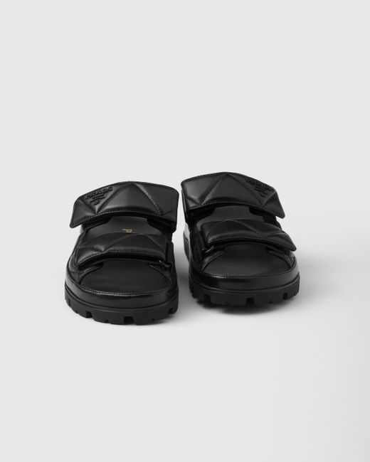 Prada Black Padded Nappa Leather Sandals