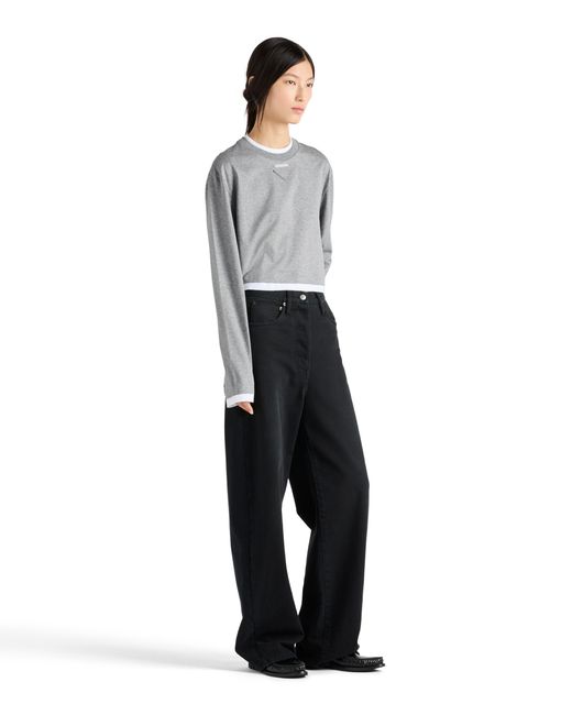 T-Shirt A Maniche Lunghe di Prada in Gray
