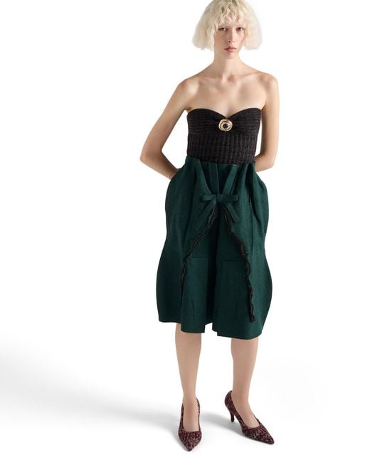 Prada Green Shetland Wool Midi Skirt