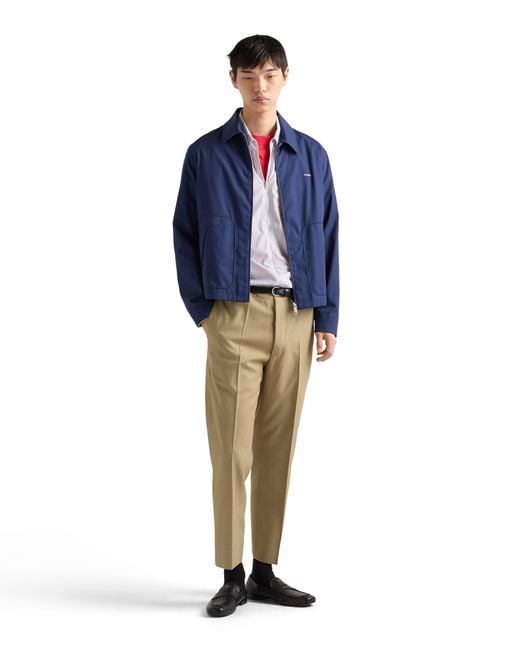 Prada Technical Cotton Zipper Blouson Jacket, Bluette for men