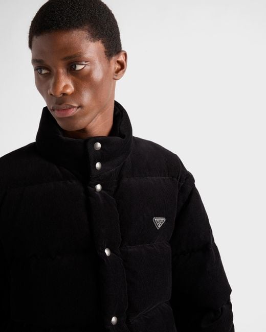 Prada Daunenjacke Aus Mittelschwerem Cord in Black für Herren