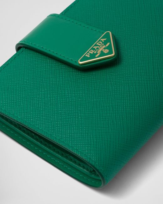 Prada Green Kleine Geldbörse Aus Saffiano