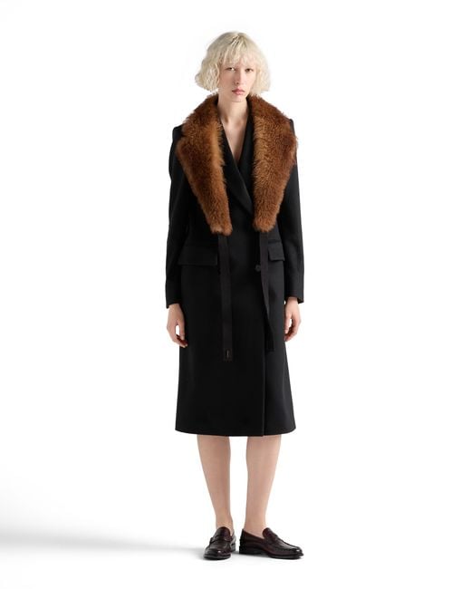 Prada Black Double-Breasted Cashmere Coat