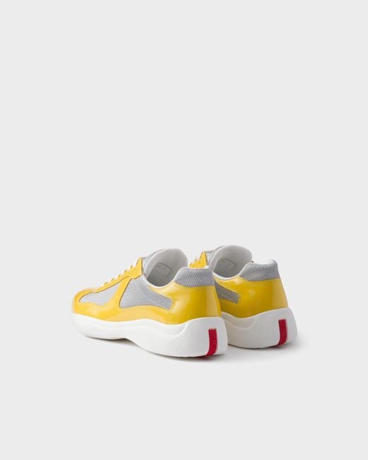 Prada Yellow Patent Leather And Technical Fabric America's Cup Sneakers for men