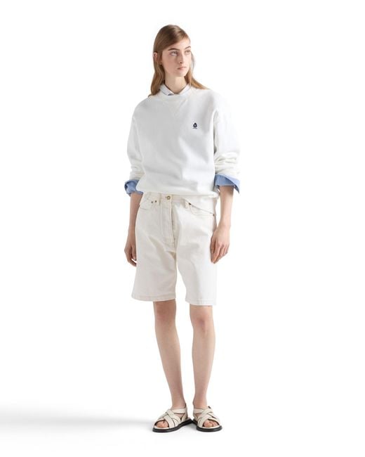 Prada White Crew-Neck Cotton Sweatshirt
