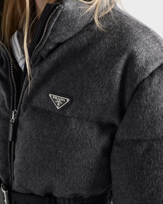 Doudoune En Loden Prada en coloris Gray