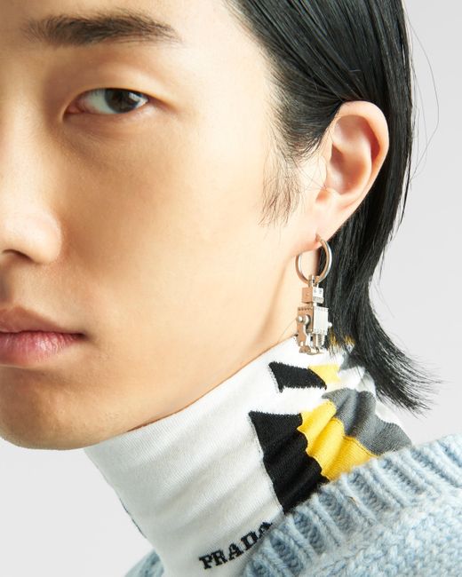 Boucle D'oreille Unique Robot Jewels Prada pour homme en coloris White