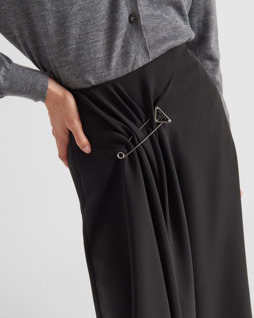 Prada Black Cady Midi-skirt