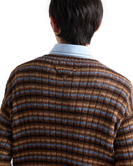 Prada Brown Shetland Wool Boat Neck Sweater for men