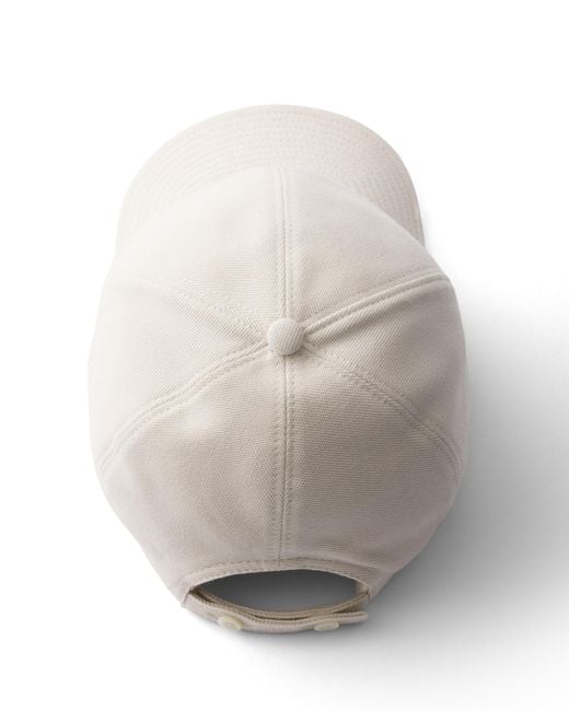 Prada White Old Piqué Baseball Cap for men