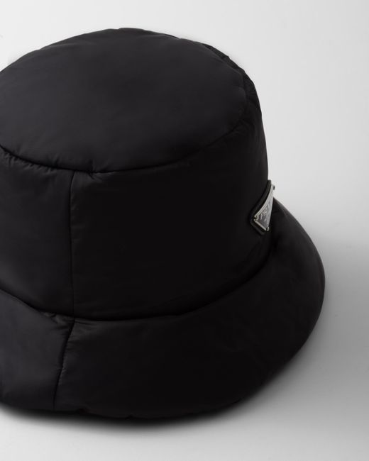 Prada Black Padded Re-Nylon Bucket Hat for men