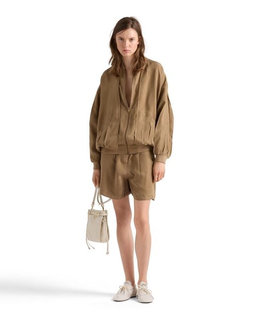Prada Natural Old Silk Bomber Jacket