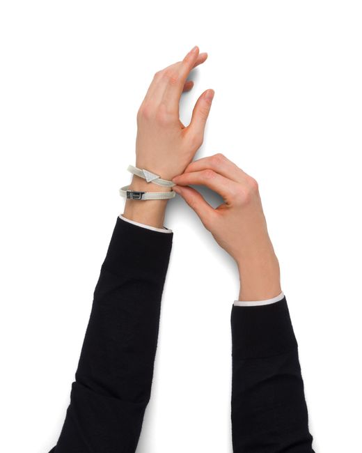 Prada White Saffiano Leather Bracelet for men