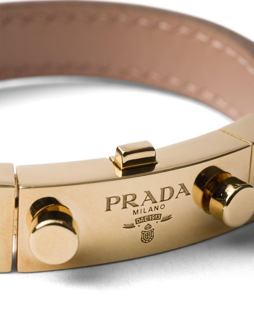 Prada White Saffiano Leather Bracelet