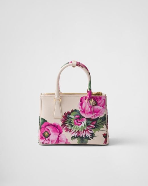 Prada Pink Galleria Tasche Aus Bedrucktem Saffiano-Leder