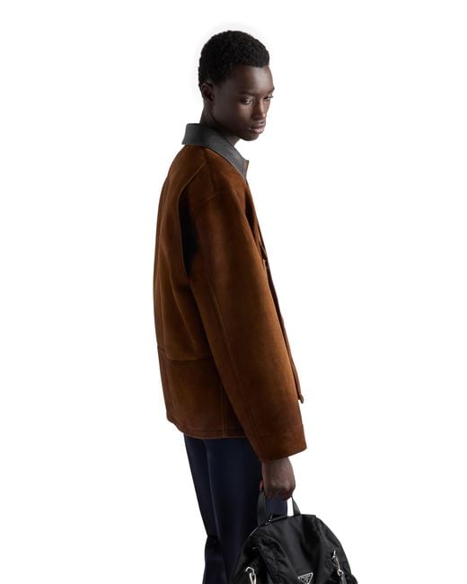 Prada Brown Suede Caban Jacket for men