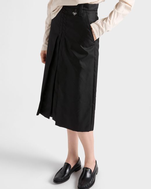 Jupe Évasée En Re-Nylon Prada en coloris Black