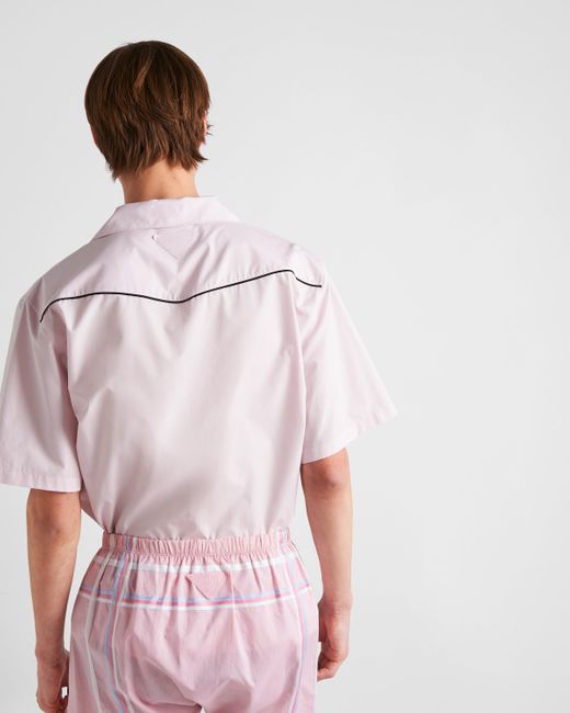 Prada Pink Short-Sleeved Cotton Shirt for men
