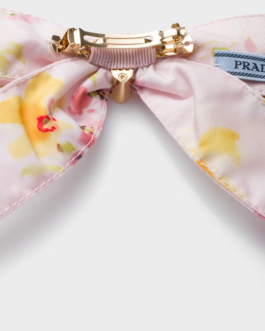 Prada Pink Floral Print Re-Nylon Hair Clip