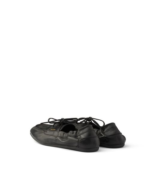 Prada White Shuffle Antiqued Leather Boat Shoes