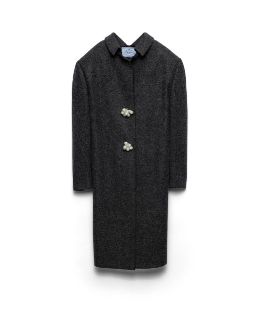 Abrigo De Lana Shetland Con Botones Joya, Mujer, Talla Prada de color Black