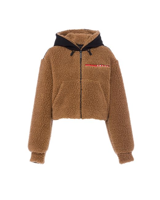 Prada Natural Cropped Double Fleece Jacket