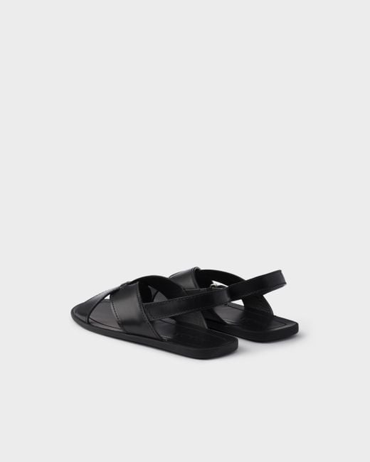 Prada White Decò Leather Crisscross Sandals for men