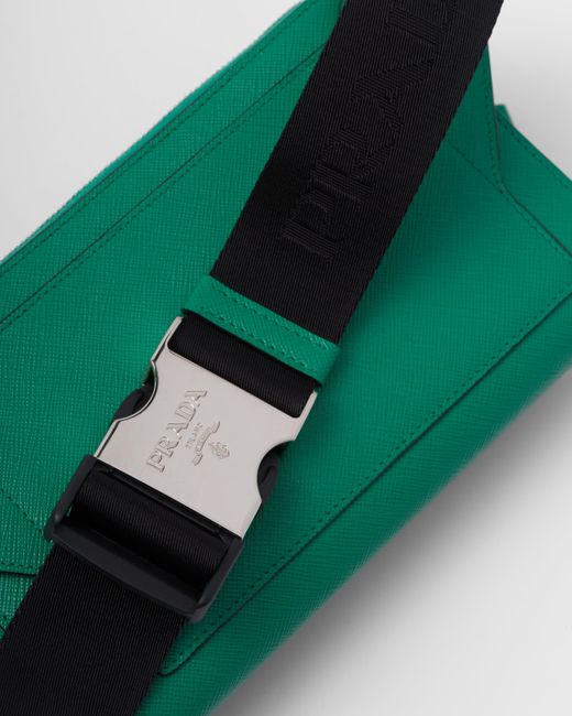 Saffiano leather belt with pouch