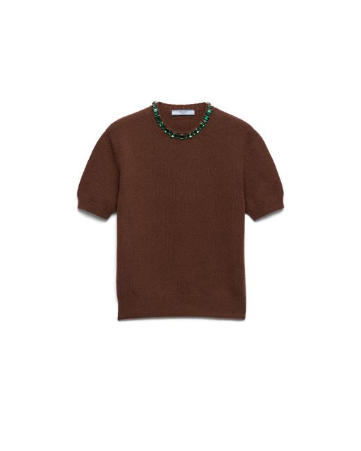 Prada Brown Wool And Cashmere Crew-Neck Sweater