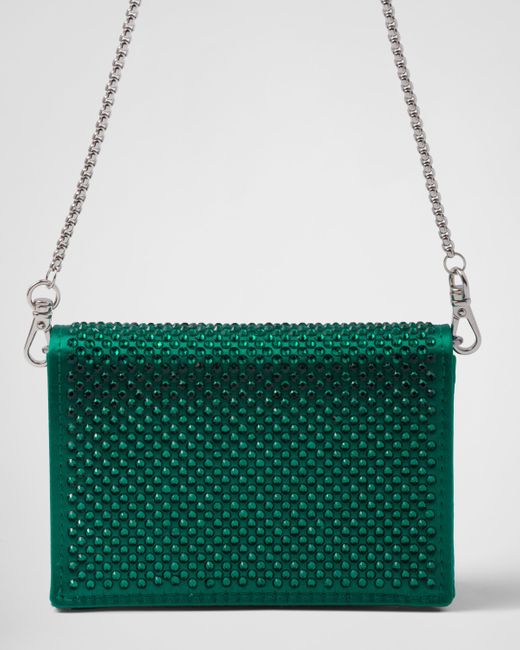 Prada Green Crystal-embellished Chain Wallet