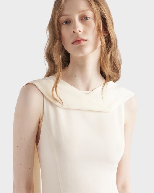 Prada White Asymmetrical Satin Crepe Dress