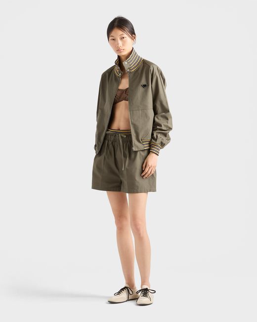 Prada Green Poplin Shorts, Forest