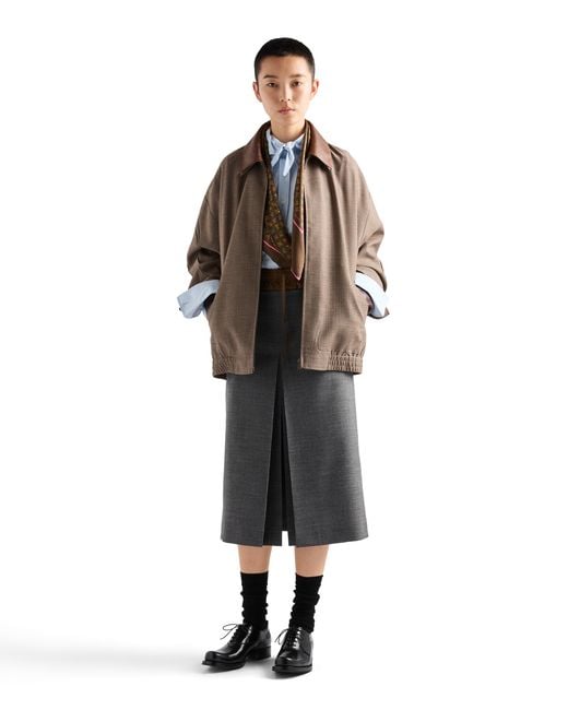 Prada Gray Rush Stitch Midi-Skirt