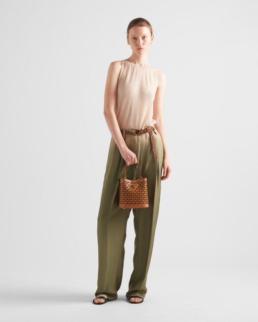 Prada Brown Panier Mini Bag Aus Leder Mit Cut-Out-Motiv