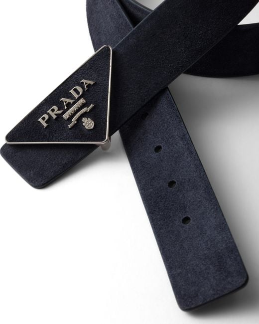 Prada White Buckle For Suede Belt Strap for men
